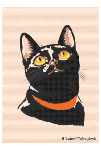 黒猫のイラスト（ポストカード）